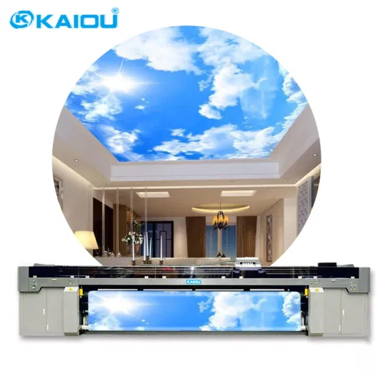 Kaiou 5000UR Novo Deign 130 Sqm/H 5m Grande Formato LED UV Impressora Rolo a Rolo para Banner Publicitário